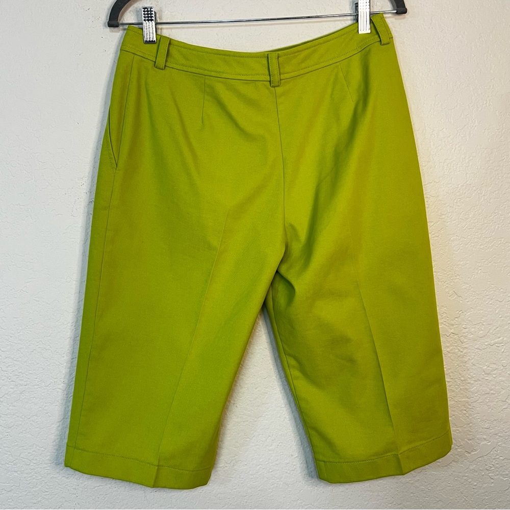 St.‎ John Sport Stretch Chambray Bermuda Lime Green Short Y2K Women’s Size 8 - Picture 3 of 12